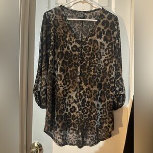 CLARA SUNWOO Animal Print Button-Up Blouse